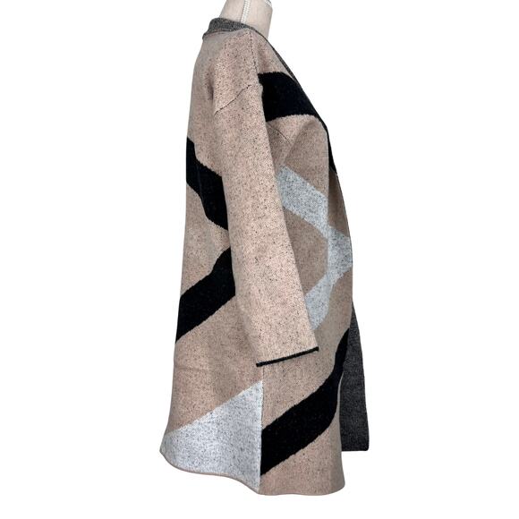 THML Abstract Open Front Cardigan Coatigan XS Longline Sweater Jacket - Picture 3 of 6